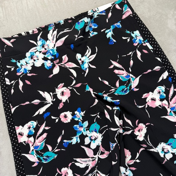 Lane Bryant Pants Women's 22/24 Floral Wide Leg Black Multicolor Boho Workwear - Picture 1 of 16